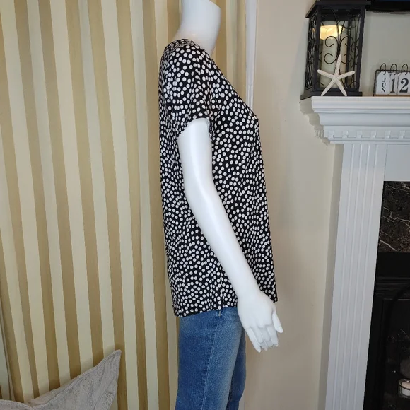 KIM ROGERS POLKA DOT TUNIC, BLACK/WHITE S - Picture 2 of 5